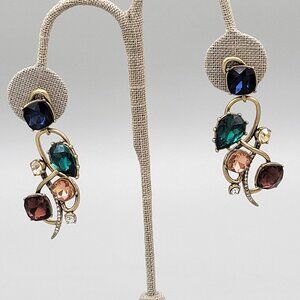 Chloe + Isabel Long Dangle Drop Stud Earrings Multicolored Tourmaline Stones